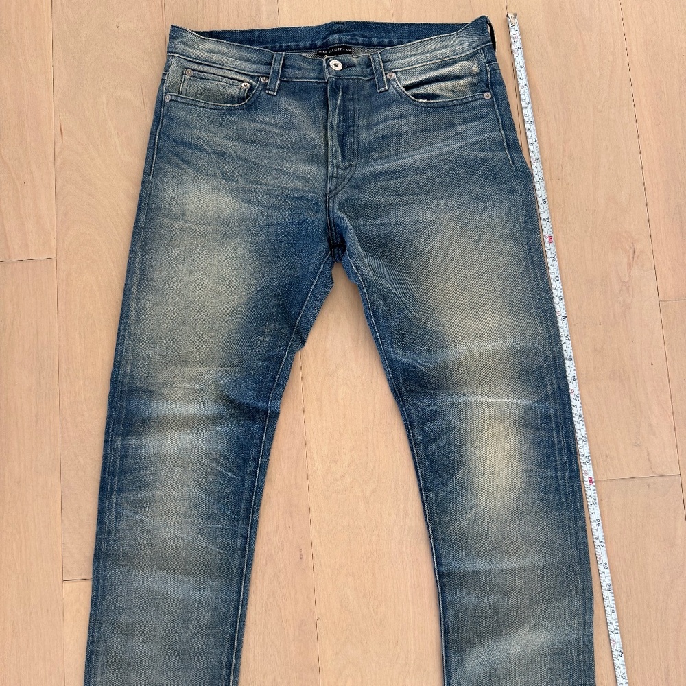 John Elliott + Co Slim Fit Distressed Blue Jeans Made in USA